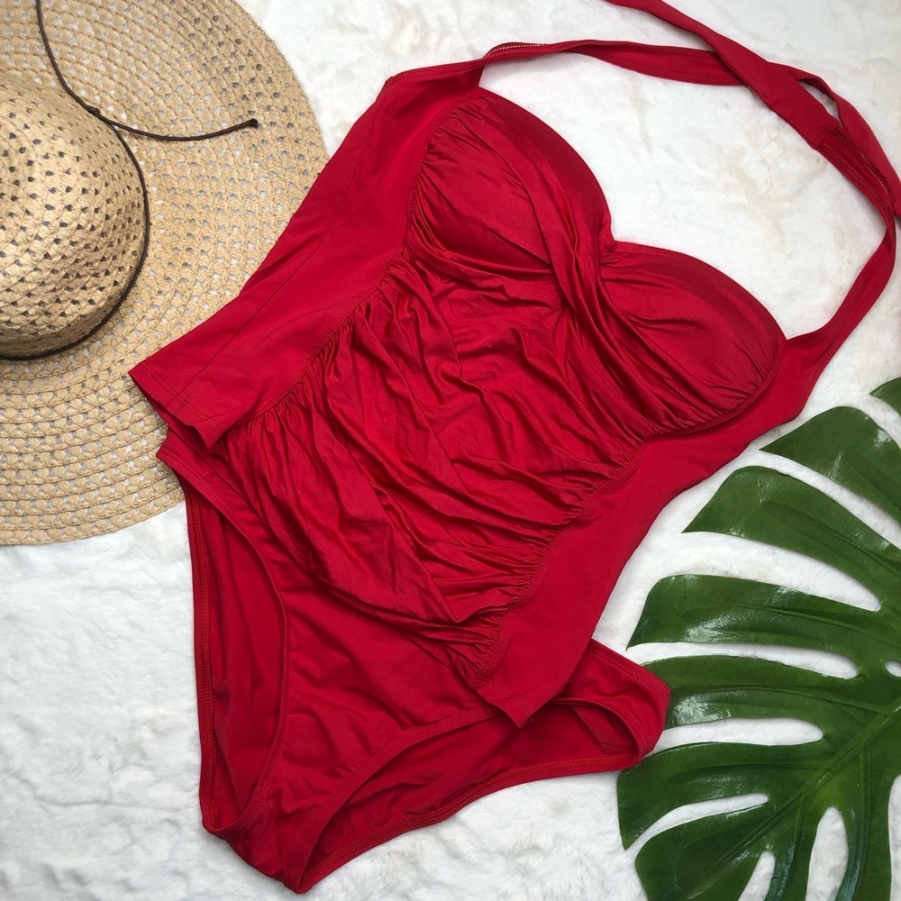 La Blanca Twist Shirred Halter Tankini